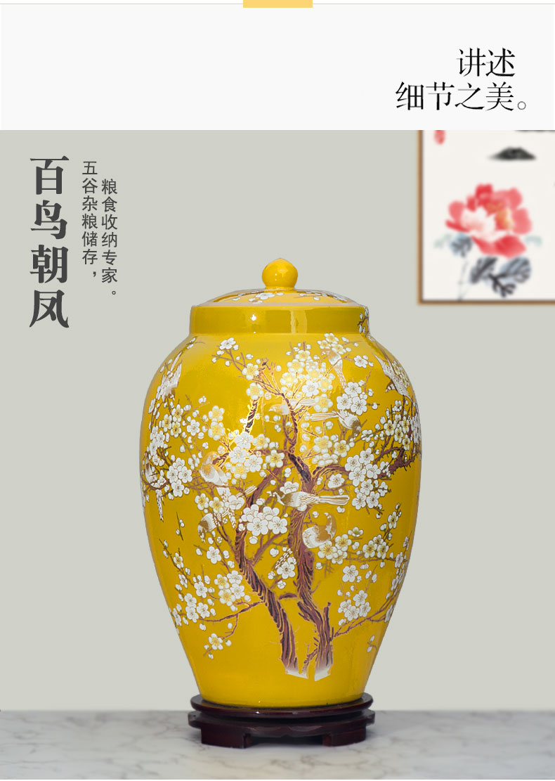 Jingdezhen ceramic barrel ricer box 20 jins 30 jins of 50 pounds to take rice storage box cover household moistureproof insect - resistant rice pot