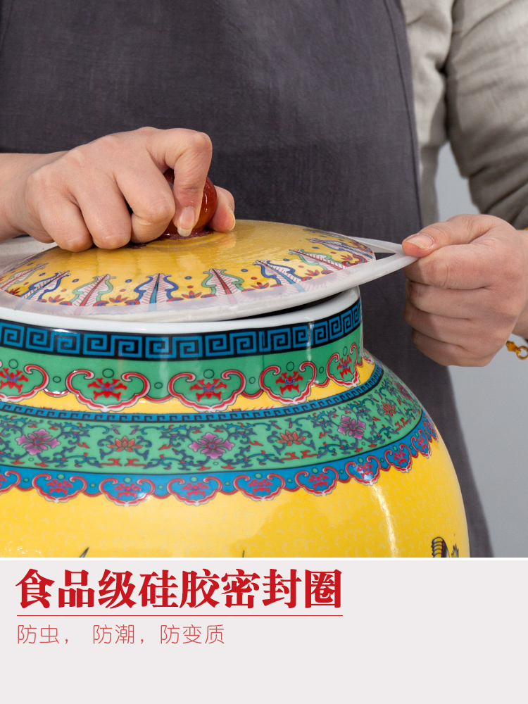 Jingdezhen ceramic barrel 20 jins 30 jins of 50 kg pack ricer box storage box with cover household moistureproof insect - resistant meter as cans