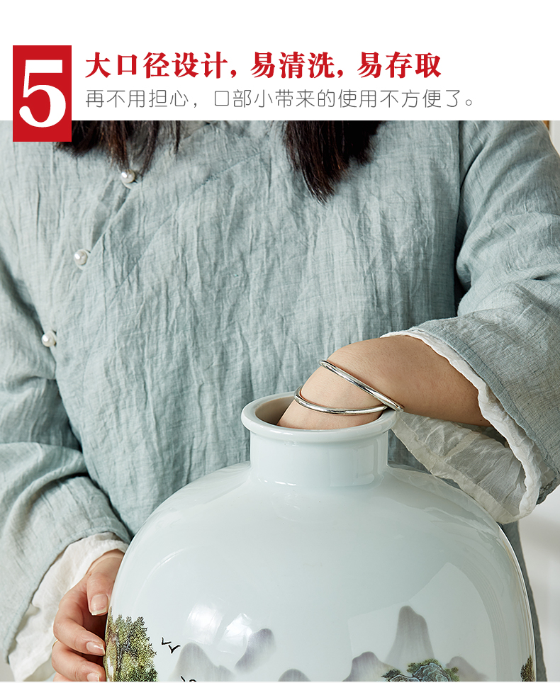 Jingdezhen ceramic home wine jar sealing 10 jins 20 jins 50 kg small it as cans bottles with tap hip flask