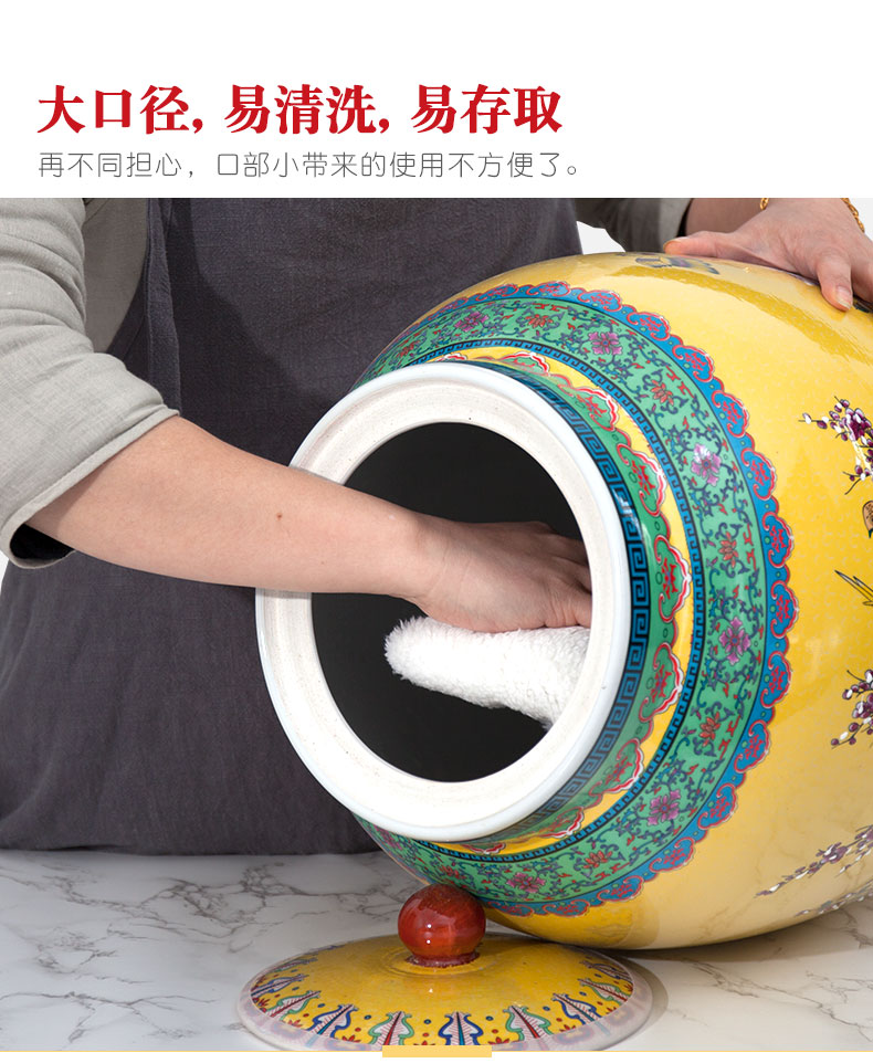 Jingdezhen ceramic barrel 20 jins 30 jins of 50 kg pack ricer box storage box with cover household moistureproof insect - resistant meter as cans