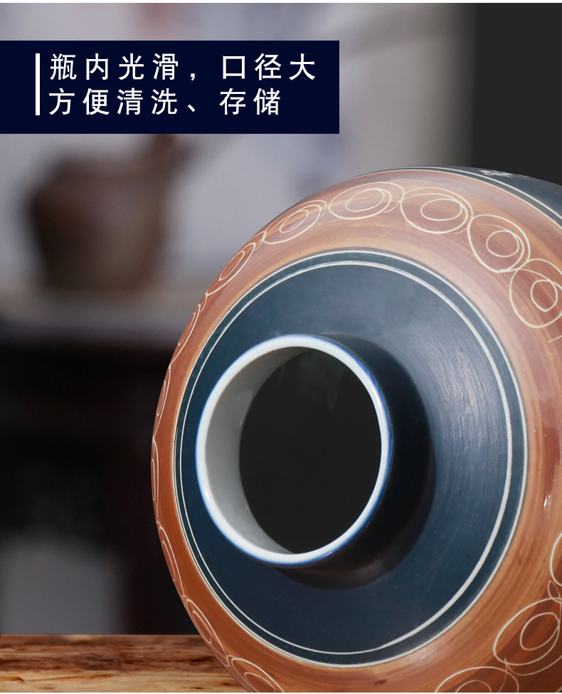 Jingdezhen ceramic jars empty jars 10 jins 20 jins 30 jins 50 jins home with leading an empty bottle wine wholesale