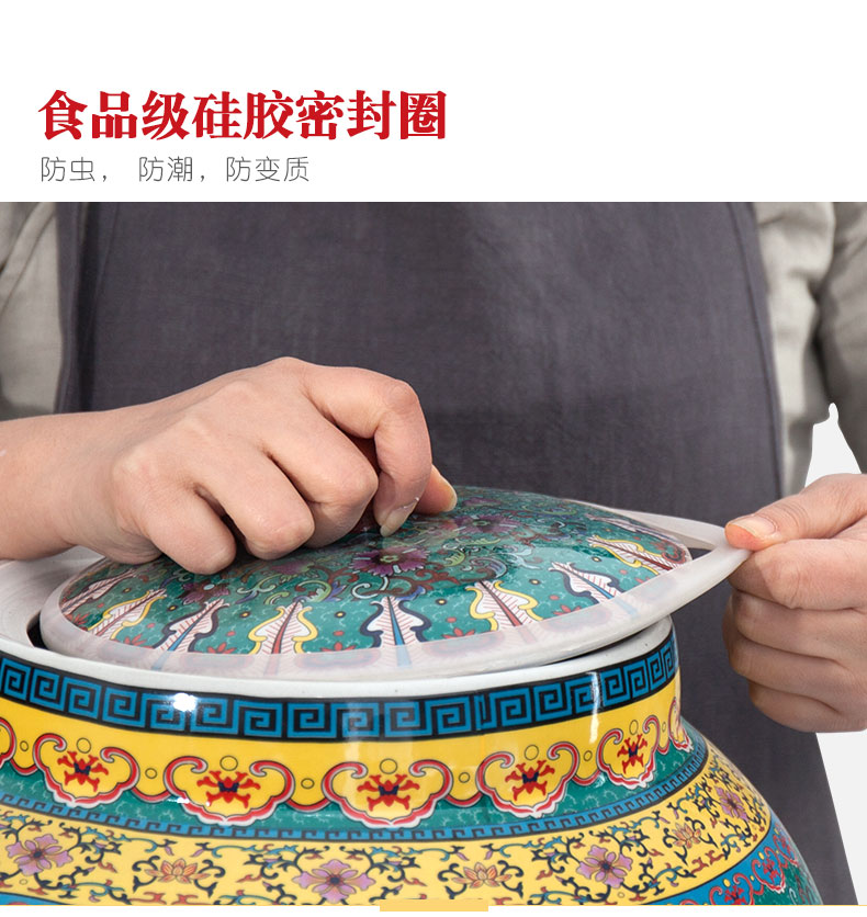 Jingdezhen barrel ricer box 20 jins 30 jins of 50 pounds with cover cylinder tank storage tank of household ceramics moistureproof cylinder