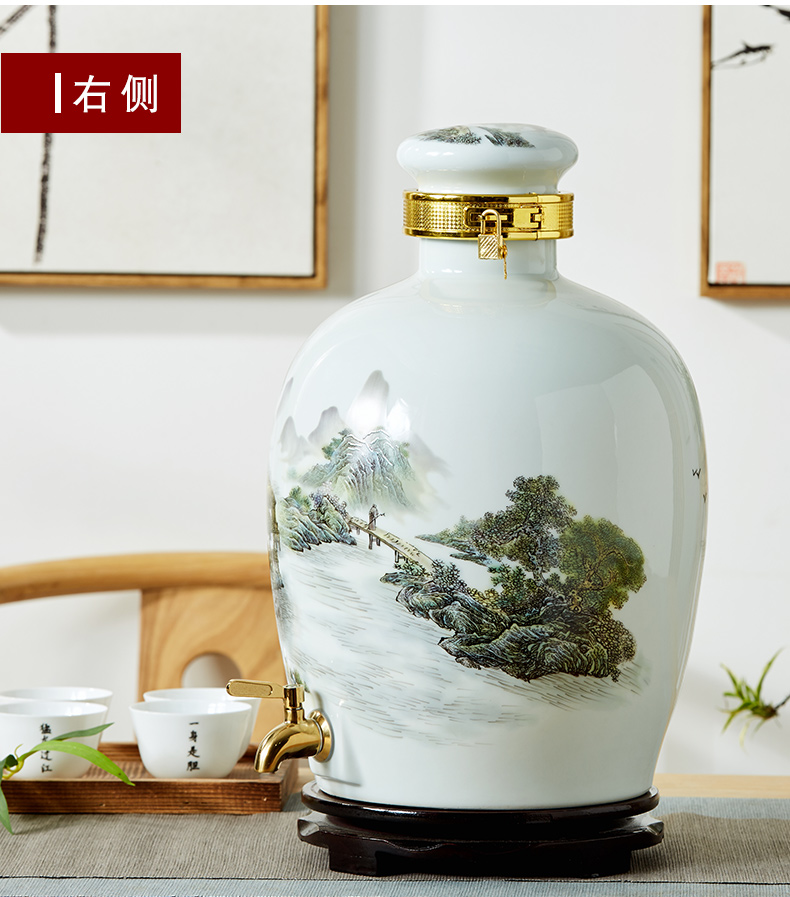 Jingdezhen ceramic home wine jar sealing 10 jins 20 jins 50 kg small it as cans bottles with tap hip flask