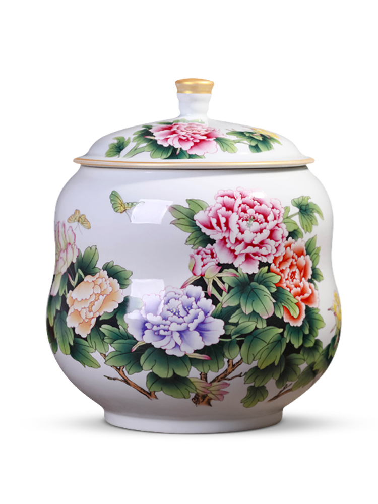 Jingdezhen ceramic seal pot pu 'er tea cake large receives the eighth cake gift porcelain tea pot