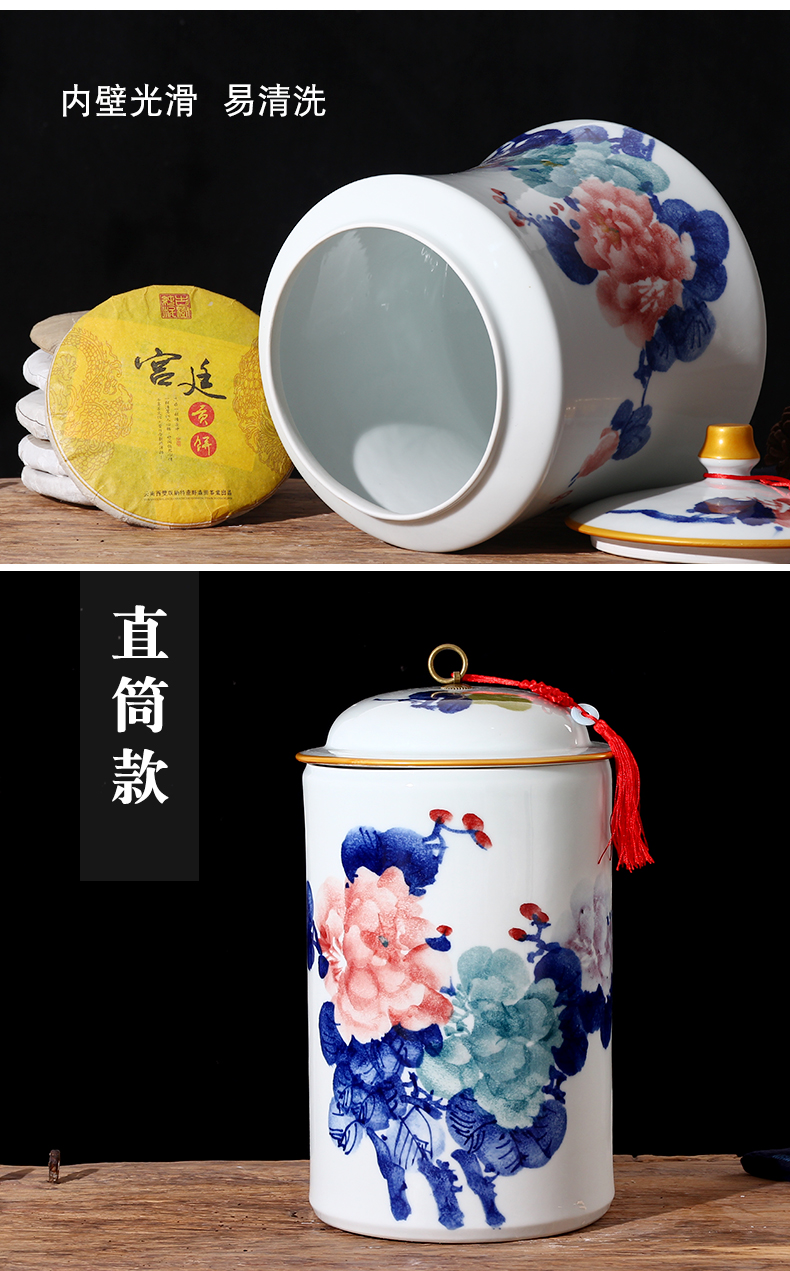 The Big number last come to jingdezhen ceramic tea pot of tea ware store household cylinder twelve loaves pu - erh tea storage tanks