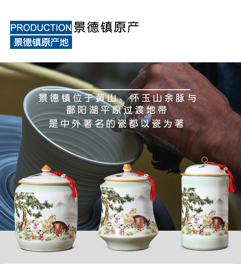 The Big number last come to jingdezhen ceramic tea pot of tea ware store household cylinder twelve loaves pu - erh tea storage tanks