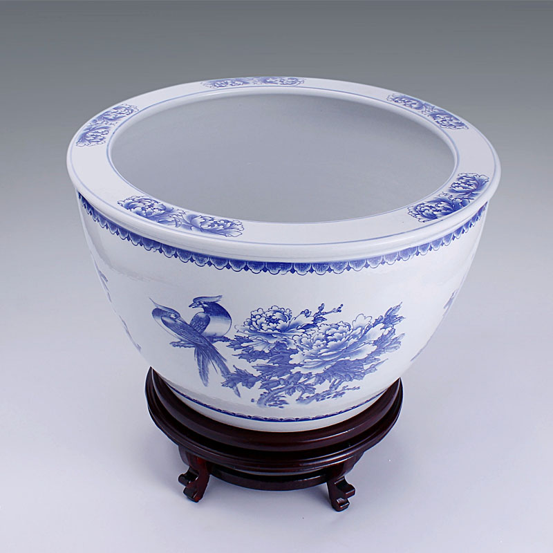Jingdezhen ceramic filter tank large fountain tortoise cylinder goldfish bowl wealth and good luck