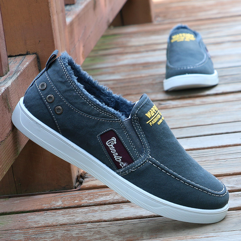 Winter strength men's shoes old cotton shoes plus thickening and anti-slip one foot to keep warm and leisure soft soles light shoes