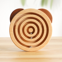 Wooden dad circle bear childrens marbles board mini walking beads maze puzzle mobile game 5-6-8 years old gift toy