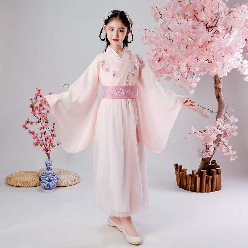 mật ong vừng cổ trẻ em chìm than hồng như sương thổ cẩm để tìm thấy cùng hiệu suất guzheng cổ tích xa xưa chiếc váy trẻ em váy công chúa Han quần áo.