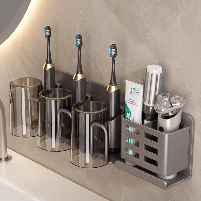 German Seiko toothbrush storage rack without punching bathroom tooth cup mouthwash cup storage wall-mounted electric toothbrush holder