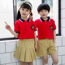 Primary school uniforms for summer clothing suit pure cotton Chinese wind class clothes kindergarten garden clothes short sleeve games clothing children clothes