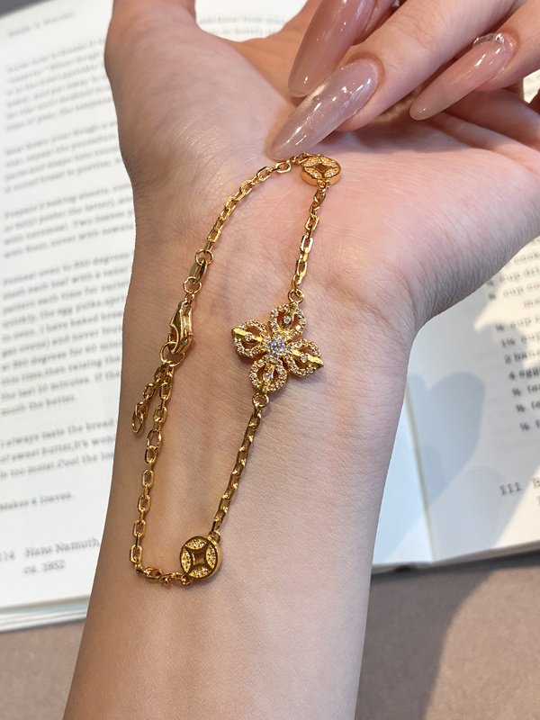 Shuibei Gold Pure 999 Gold Cross Vajra Coin Bracelet High-End Luxury Versatile Gift