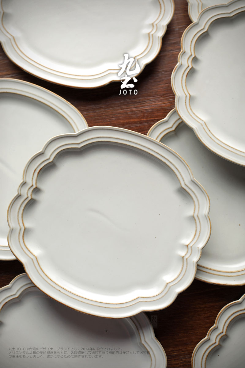 About Nine soil creative vintage Japanese coarse pottery plate household flat fruit dessert plate checking ceramic tableware fruit plates
