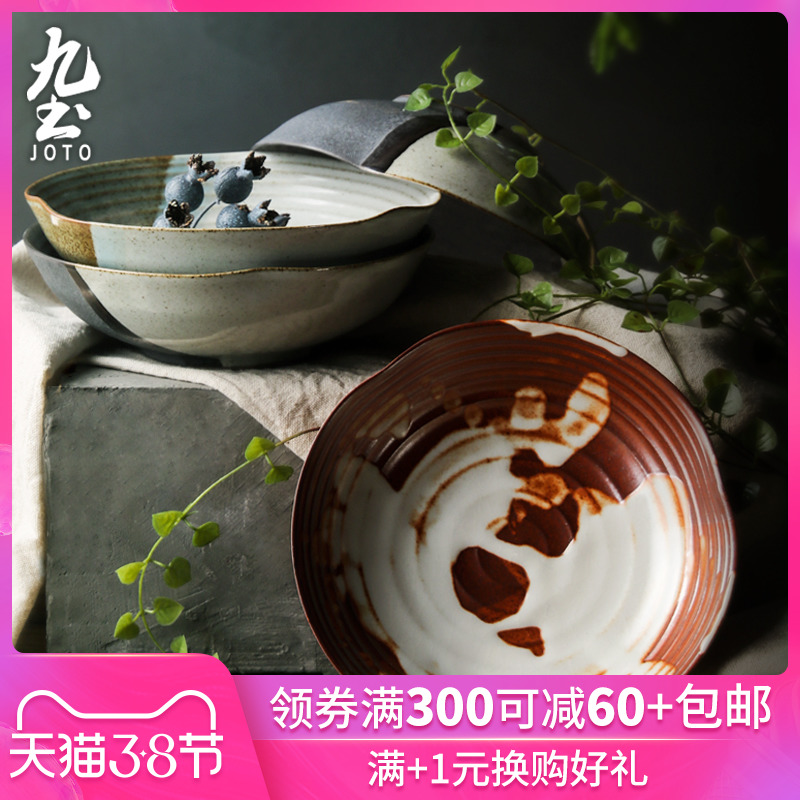 About Nine soil coarse pottery Japanese - style meal dishes with rice bowls rainbow such as bowl with thick soil bowl of cold dish bowl bowl couples microwave