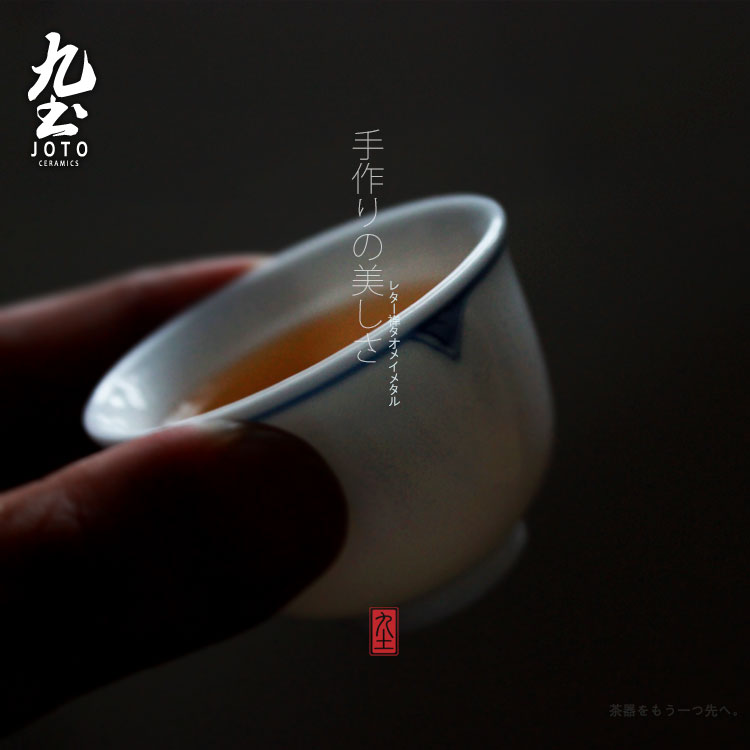 About Nine soil contracted zen wind white porcelain porcelain hand - made jingdezhen blue and white new tea cups from the various word restoring ancient ways