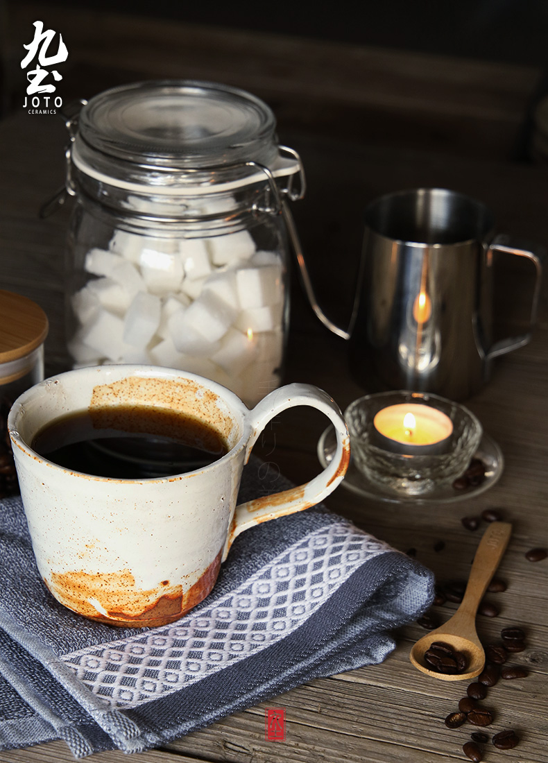 About Nine soil manual coarse ceramic coffee cup move with handles keller afternoon coffee cup Japanese contracted cup