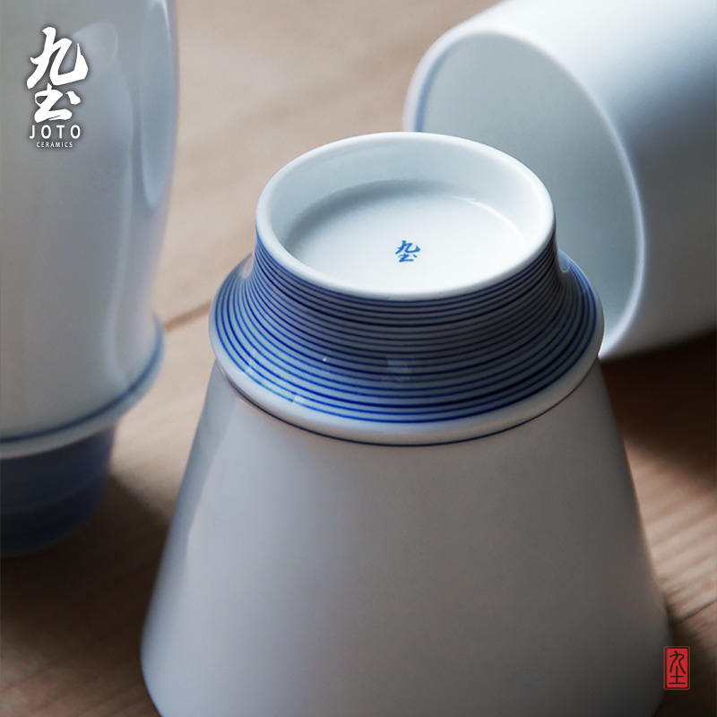 About Nine soil cup by hand Japanese blue and white to send cups of jingdezhen ceramics ceramic cups white large cups water
