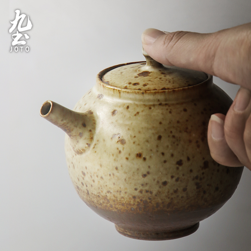 About Nine soil Japanese small coarse pottery teapot retro side single pot of checking ceramic pot of pu - erh tea red teapot kung fu tea set