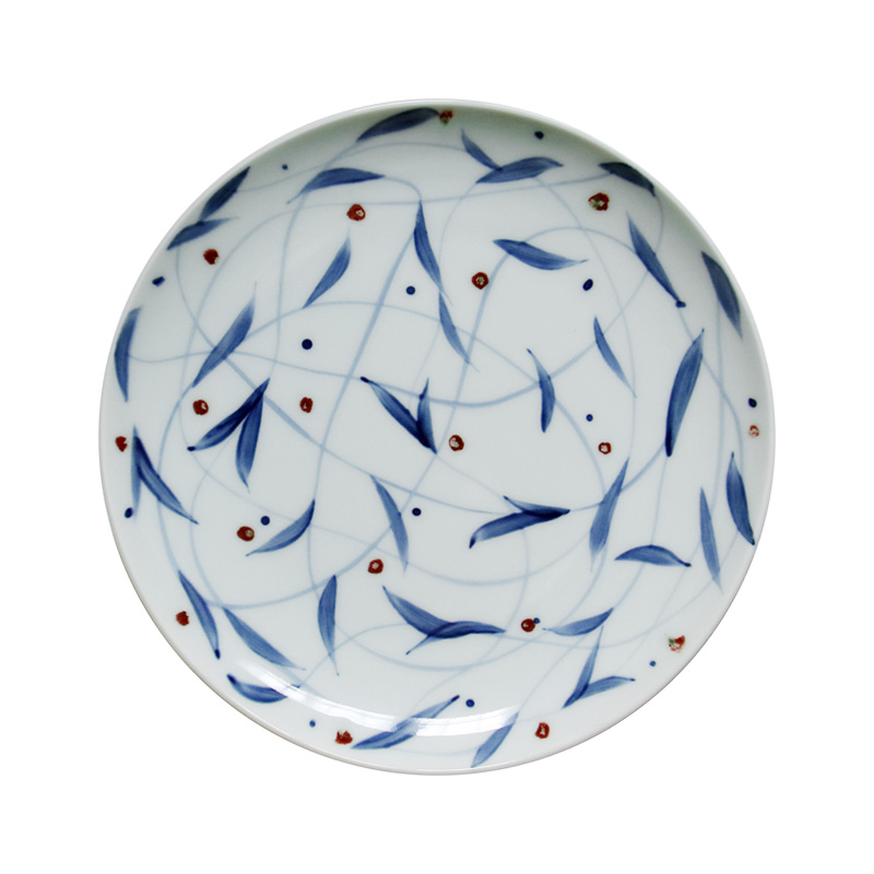 About Nine earth move plate furnishing articles manual hand - made blue compote disc Japanese zen ceramic tableware feeder plate