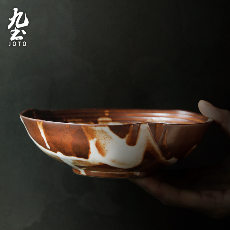 About Nine soil coarse pottery Japanese - style meal dishes with rice bowls rainbow such as bowl with thick soil bowl of cold dish bowl bowl couples microwave