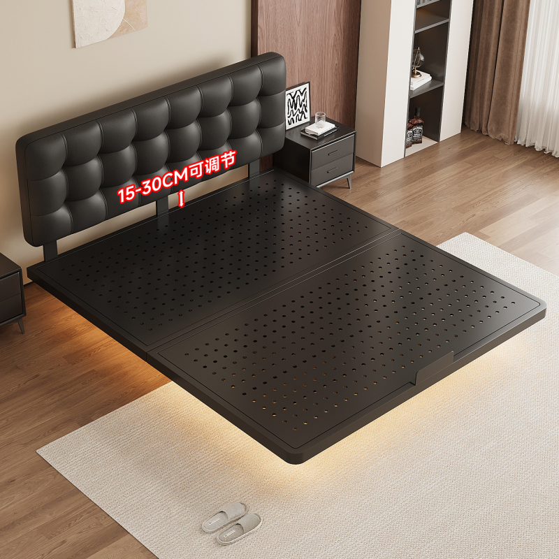 Wrought Iron Bed, Floating Bed, Modern and Simple 1.8m Double Iron Bed for Home Use, Reinforced and Thickened Single Stainless Steel Iron Frame Bed