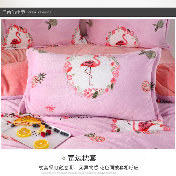 Falais bốn mảnh phim hoạt hình mùa đông giường flannel 1,8m tấm chăn che san hô nhung dày ký túc xá ba mảnh chăn ga cao cấp