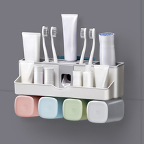 Toothpaste artifact Wall-mounted automatic extruder set Toothbrush holder Toothpaste holder shelf Household punch-free