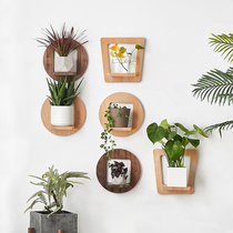 Solid wood wall hanging flower stand walnut flower pot frame wall shelf living room pot planting stand balcony hanging orchid plant shelf