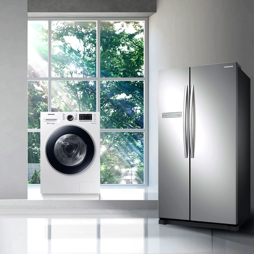 Samsung/三星 Поместите дверной холодильник+набор для мытья и сушки RS55N3003SA+WD80M4473JW