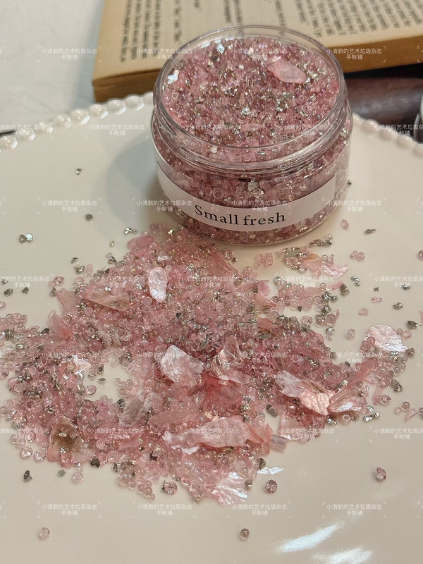 Sakura Mist Aurora Art Junk Magazine Journal Exclusive Crushed Stone Nail Art Handmade Crystal Flowing Resin Card Holder