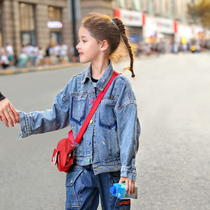 Neil Scarlett Girls Denim jacket 2020 new spring big childrens childrens clothing foreign spring and autumn girls top