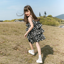 Girls little daisy dress summer 2020 new foreign girl super fairy childrens floral suspender skirt