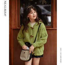 Girl Knit Cardiovert 2022 New Spring Dress Ocean Gas Little Girl Great Boy Children Dress Spring Autumn Outfitting Fur Coat Jacket