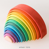 AVDAR TOYS extra large 12 Rainbow building blocks Waldorf Rainbow block imported basswood waterborne paint