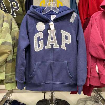 GAP genuine in stock winter thickened lambskin warm zipper hoodie cardigan for boys and toddlers 592767