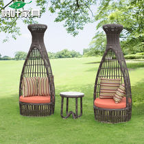 Outdoor rattan chair Fashion personality leisure terrace Balcony Villa courtyard Garden Hotel rattan table and chair Tea table combination
