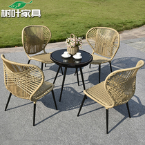 Outdoor balcony table and chair Small coffee table Three-piece outdoor leisure rattan chair Modern simple courtyard coffee rattan chair