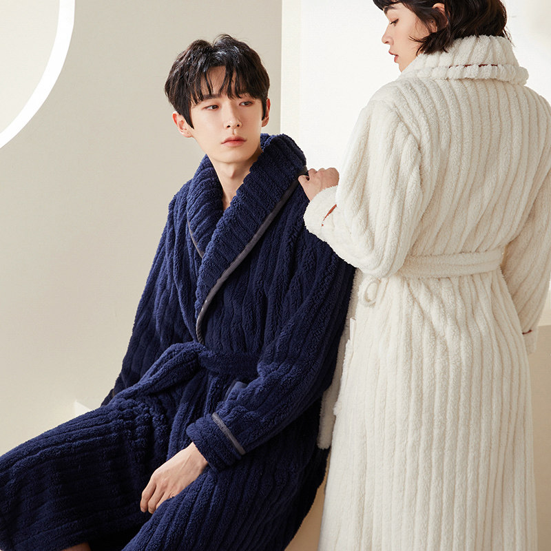 Pajamas women's summer cute air-conditioning coral fleece couple pajamas thickened pajamas men's dressing gowns kimono heating pants bathrobes