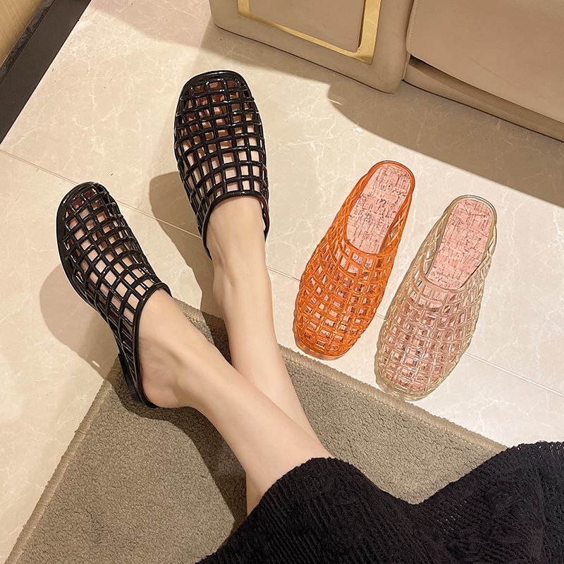 2025 New Summer Closed-Toe Slippers for Women, Flat Crystal Hollow-Out Ladies' Sandals, Indoor Home Non-Slip Jelly Shoes 2025 New Summer Closed-Toe Slippers for Women, Flat Crystal Hollow-Out Ladies' Sandals, Indoor Home Non-Slip Jelly Shoes