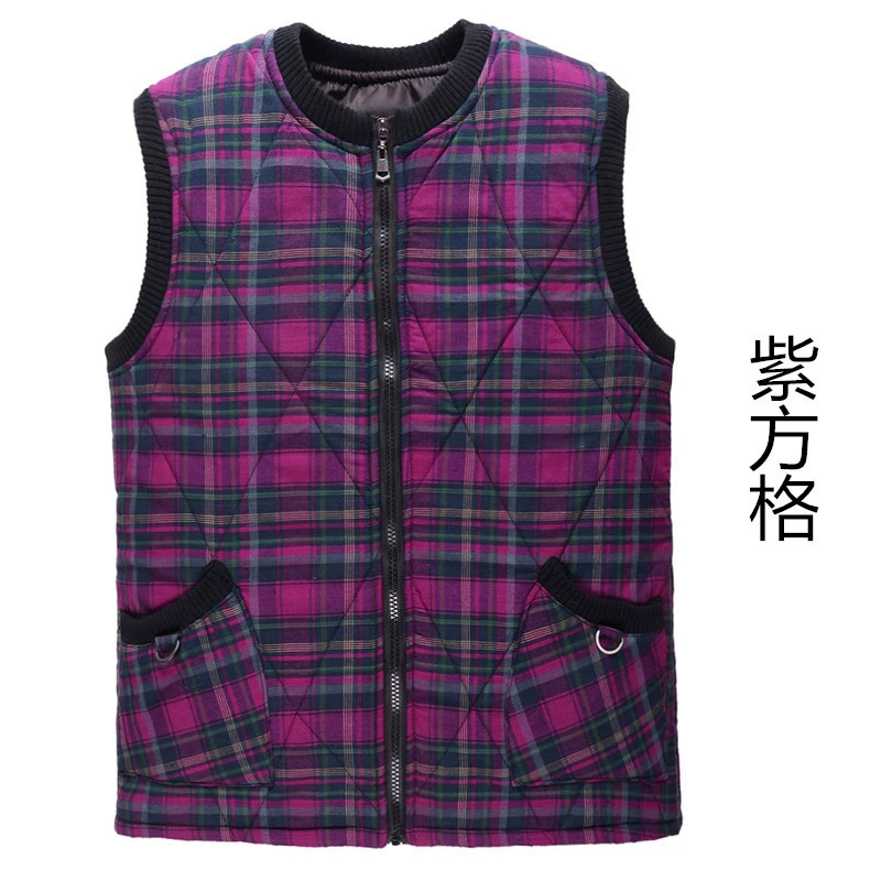 Phụ nữ trung niên và già bông cộng với phân bón để tăng chiếc áo vest vuông vest vest cotton cho mẹ đầy sữa