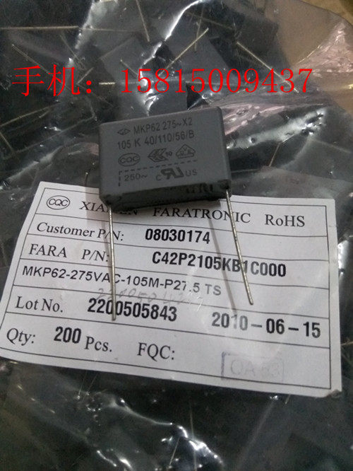 Farah MKP62 A gauge film capacitor 105K 1 0UF 275V ~ AC X2 P27 5MM