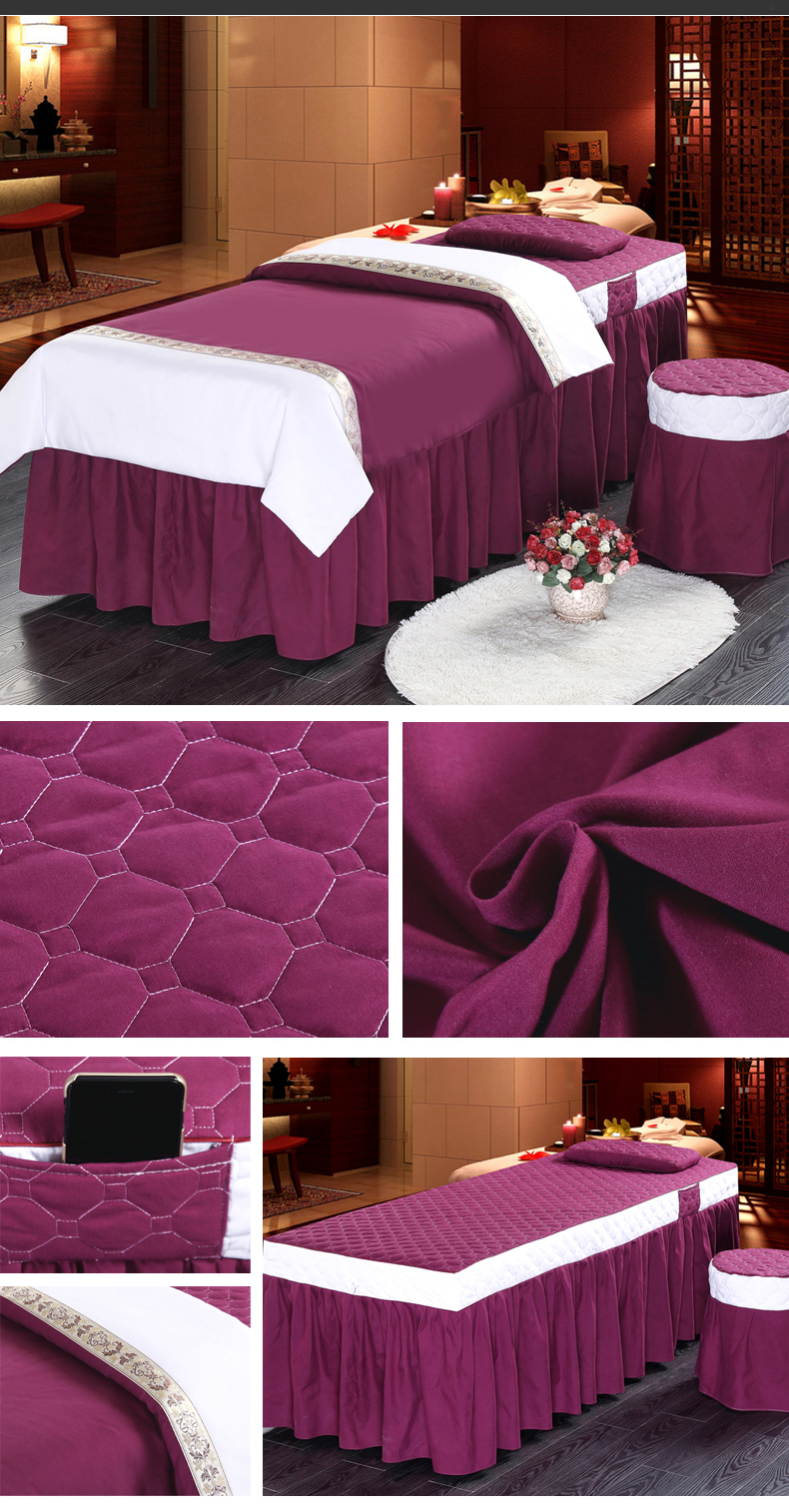pháp trị liệu massage Beauty bedspread bedspread Hàn Quốc gia đình bốn gia đình châu Âu bốn có thể in logo dầu gội bedspread in - Trang bị tấm mẫu ga trải giường spa