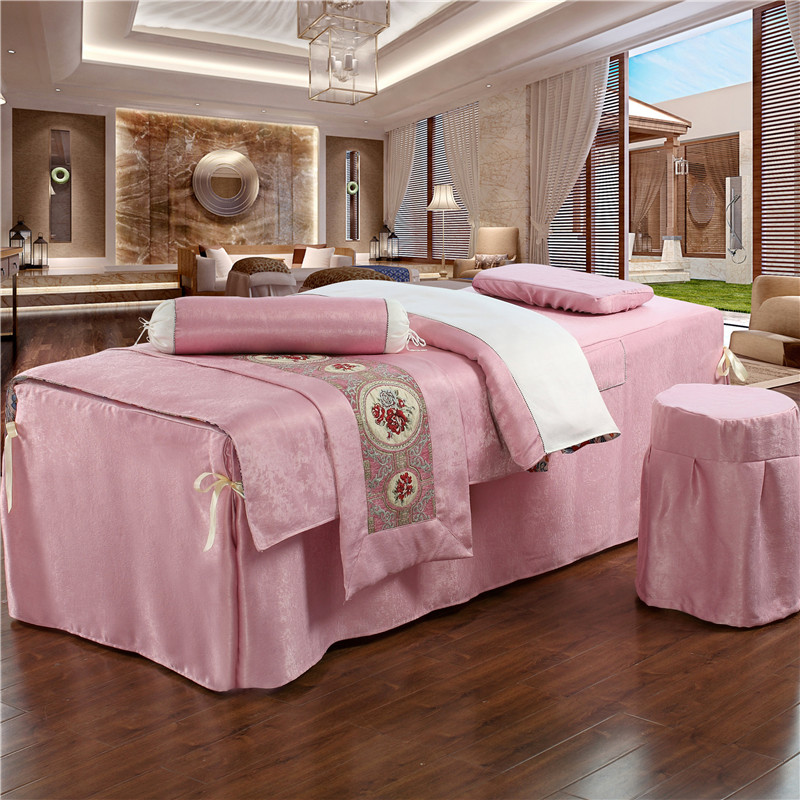 Beauty khăn trải giường denim bedspread massage dầu gội đầu trị liệu khăn trải giường khử trùng gia đình bốn có thể được tùy chỉnh in ấn logo in - Trang bị tấm ga phủ giường spa