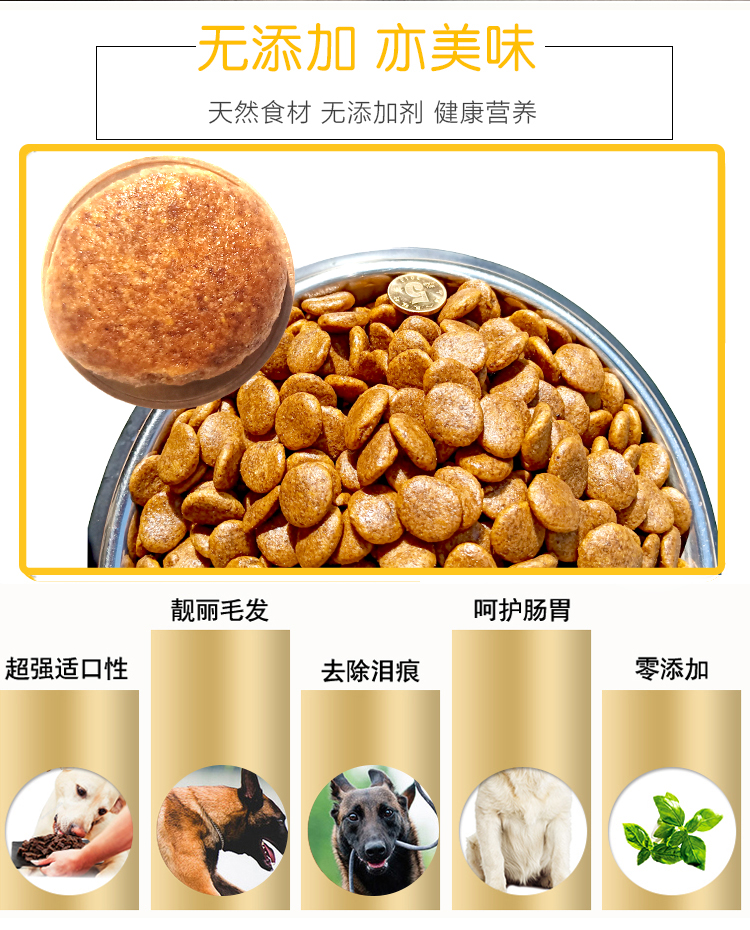 Thức ăn cho chó hạt lớn 5 kg phổ quát loại 20kg chó con đào tạo phần thưởng Labrador Golden Retriever chó huấn luyện chó - Chó Staples hạt anf