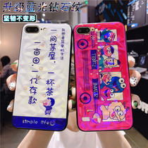 iPhone7 mobile phone shell Apple 8 blue light glass net red tide brand all-inclusive anti-drop 7plus protective cover i8Plus female silicone mirror i7p creative male cartoon diamond pattern new personality