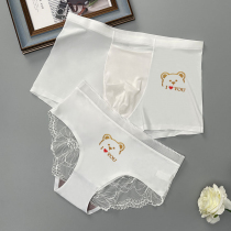 Couple underwear for a man and a woman with lace light luxury breathless summer indentation ultra-thin pure white summer ice wire