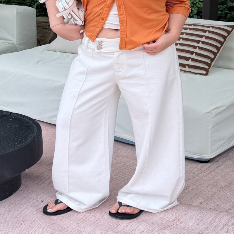 Proportion of Evil Cultivation | D S m D | Plus-Size Women's Summer Niche Design Low-Waisted Straight White Jeans Proportion of Evil Cultivation | D S m D | Plus-Size Women's Summer Niche Design Low-Waisted Straight White Jeans