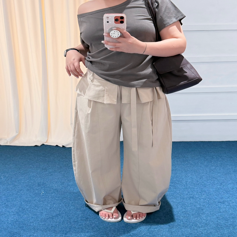 Curve Reshaping｜D S m D｜Plus-Size Women's Slimming Korean-Style Curved Lace Lyocell Pants