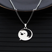 Two-dimensional animation game Yuanshen surrounding walnut ghost necklace male and female students titanium steel pendant does not fade